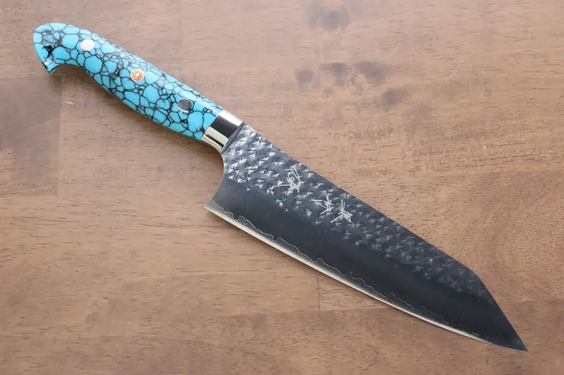 Yu Kurosaki Senko Sg2 Hammered Santoku Knife – 170Mm With Turquoise Handle 1