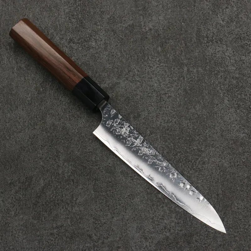 Yu Kurosaki Shizuku Sg2 Hammered 150Mm Petty-Utility Knife With Rosewood Handle And Black Pakka Wood Ferrule 1