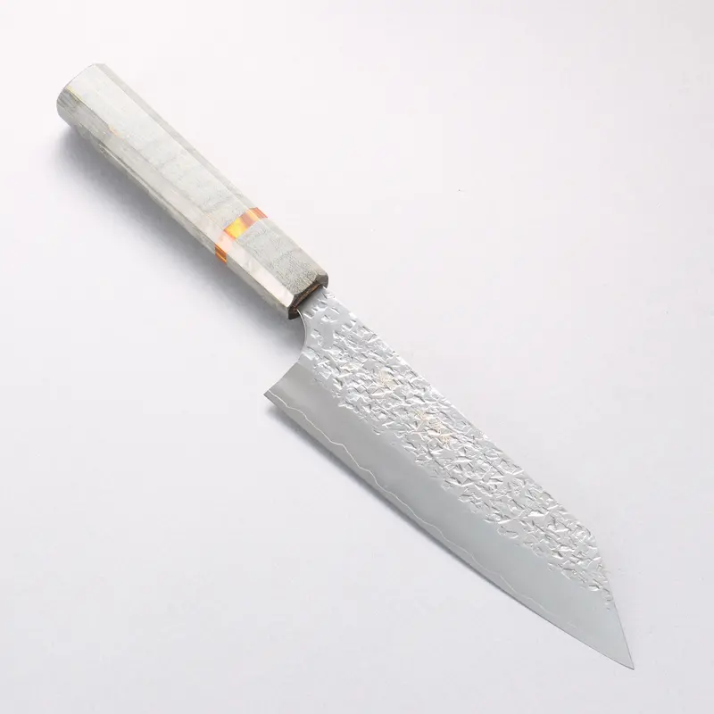 Yu Kurosaki Shizuku Sg2 Hammered Bunka – 170Mm Japanese Utility Knife With Stabilized Wood And Acrylic Ring Handle 1