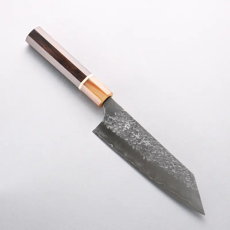 Yu Kurosaki Shizuku Sg2 Hammered Bunka Knife – 170Mm Ebony Handle With Marbled Water Buffalo Horn Ferrule 1