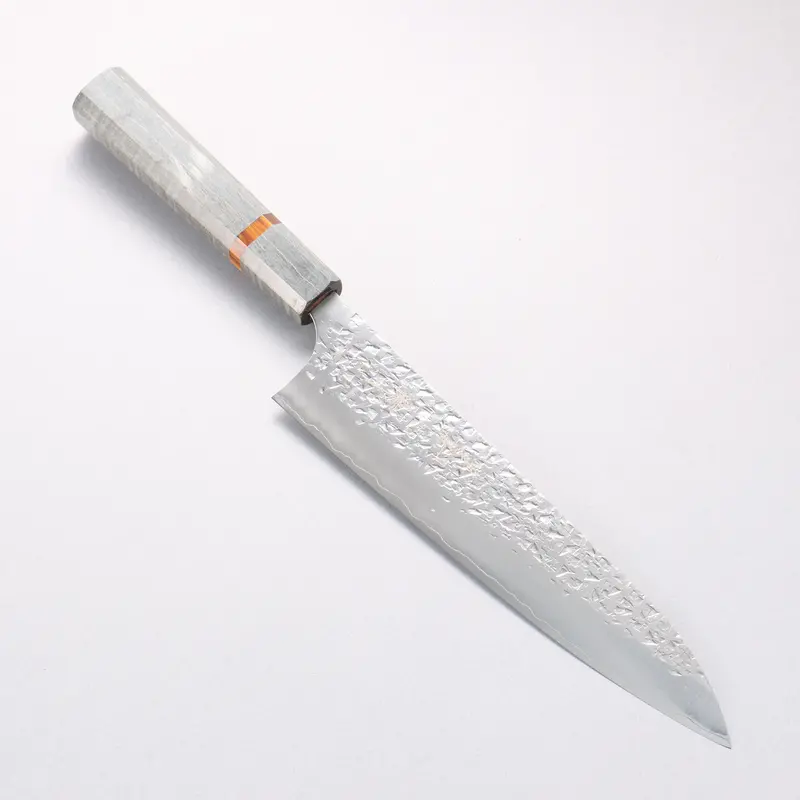 Yu Kurosaki Shizuku Sg2 Hammered Gyuto – 210Mm Hand-Forged Chef’S Knife With Stabilized Wood And Acrylic Ring Handle 1