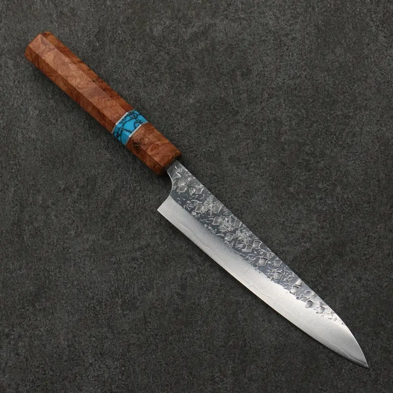 Yu Kurosaki Shizuku Sg2 Hammered Medium Petty – 150Mm Chinese Quince Burl Handle With Turquoise Ring 1