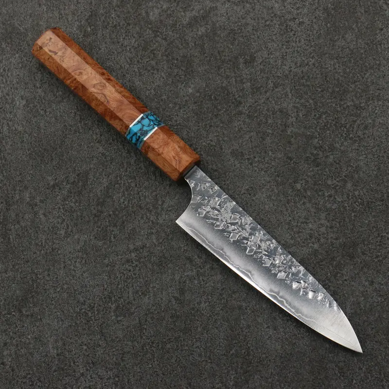 Yu Kurosaki Shizuku Sg2 Hammered Petite Petty – 120Mm Chinese Quince Burl Handle With Turquoise Ring 1