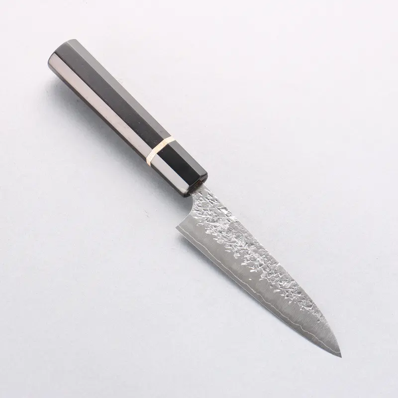 Yu Kurosaki Shizuku Sg2 Hammered Petty-Utility Knife – 120Mm Ebony Handle With Black Water Buffalo Horn Ferrule 1
