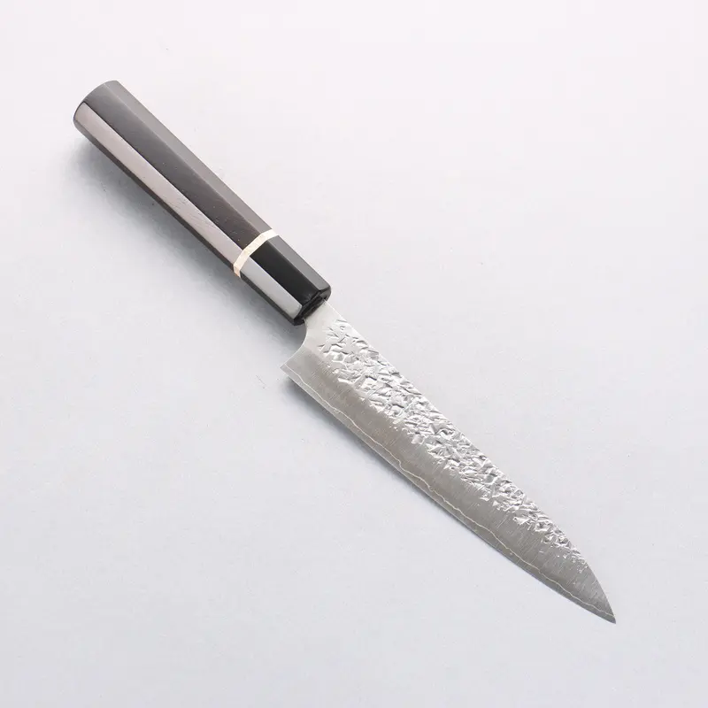 Yu Kurosaki Shizuku Sg2 Hammered Petty-Utility Knife – 150Mm Ebony Handle With Black Water Buffalo Horn Ferrule 1