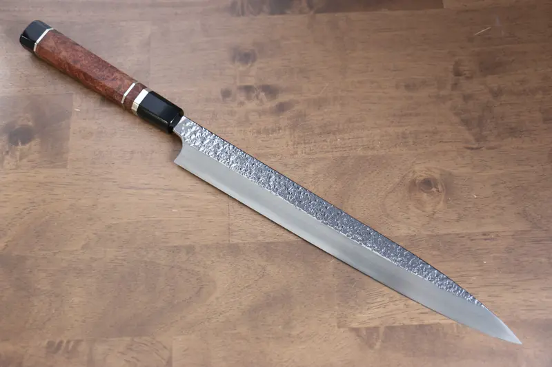 Yu Kurosaki Shizuku Sg2 Hammered Yanagiba Sashimi Knife – 300Mm With Chinese Quince & Dual Water Buffalo Ring Handle 1