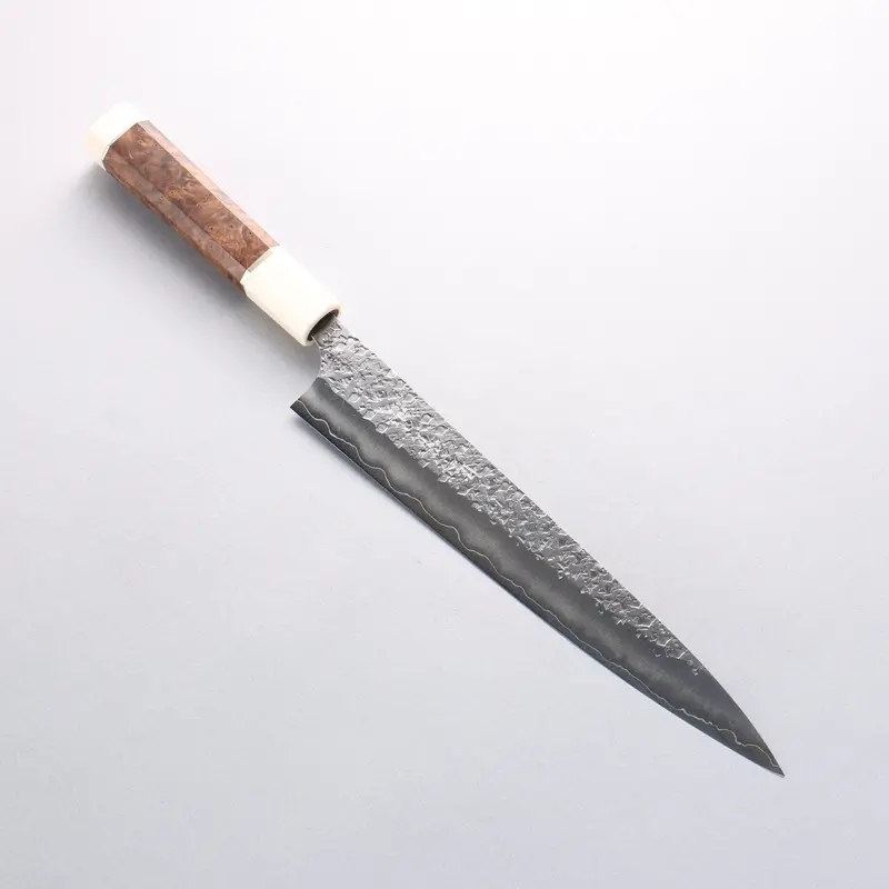 Yu Kurosaki Shizuku Sujihiki – 240Mm Sg2 Powder Steel Hammered Blade, Stabilized Birch Burl Handle 1