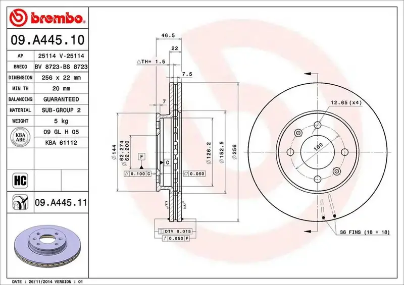 Brembo 09A44511C02 High-Performance Brake Rotor – Precision-Machined Disc 1