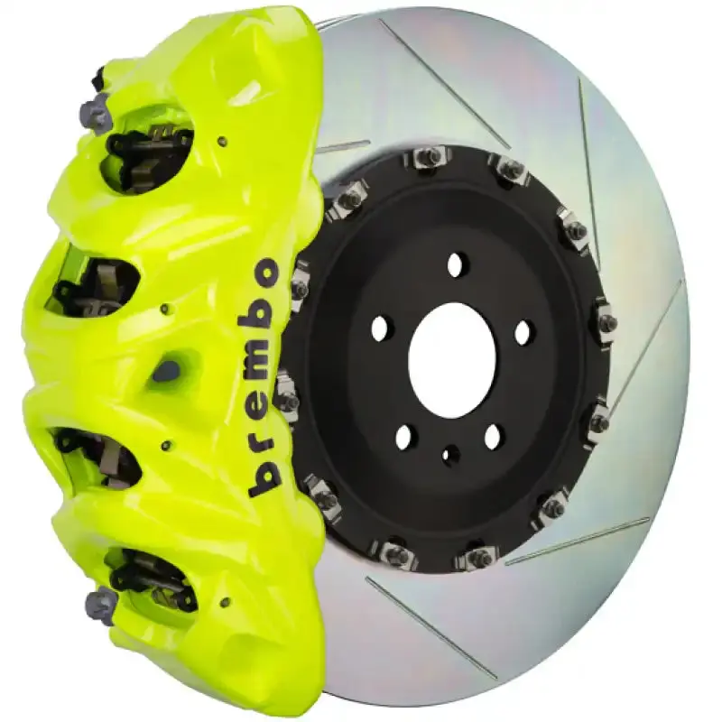 Brembo Gt Big Brake Kit – Front, 6-Piston Calipers, 380X34Mm Slotted Two-Piece Rotors (Fluorescent Yellow) For 2008–2017 Audi S5 1