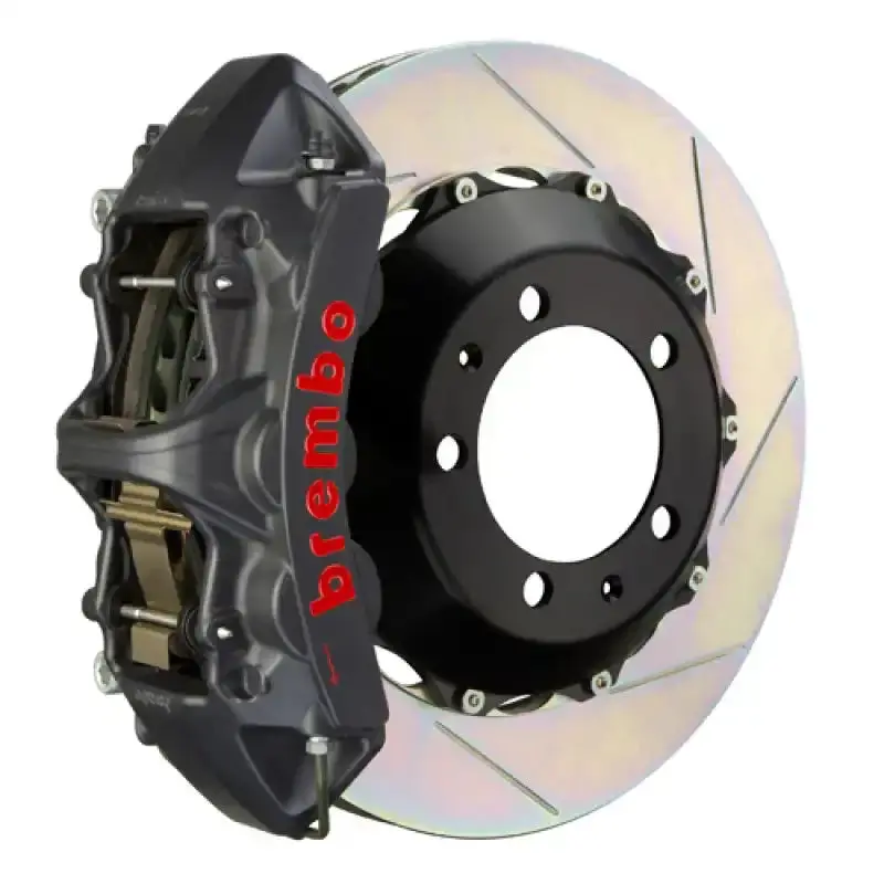 Brembo Gts Front Brake Kit For 2001–2006 Bmw M3 (E46) – 6-Piston Calipers, 355X32Mm Two-Piece Slotted Rotors, Black Coating 1