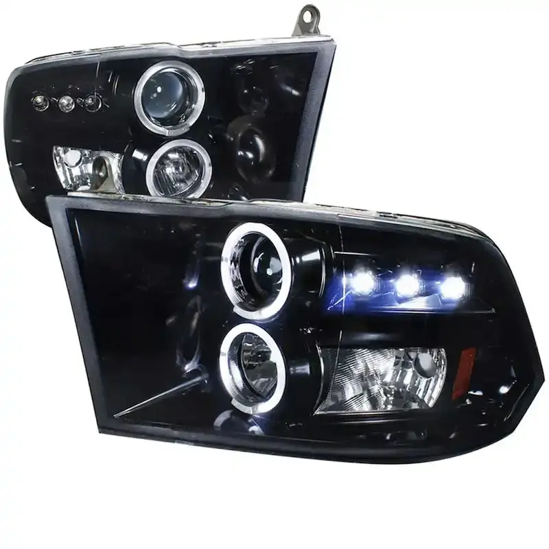 Halo Led Projector Headlights – Gloss Black Housing 1