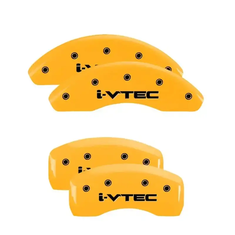 Mgp Engraved 4-Piston Caliper Covers — Front & Rear, I-Vtec Yellow On Black, Fits 2018 Honda Accord 1