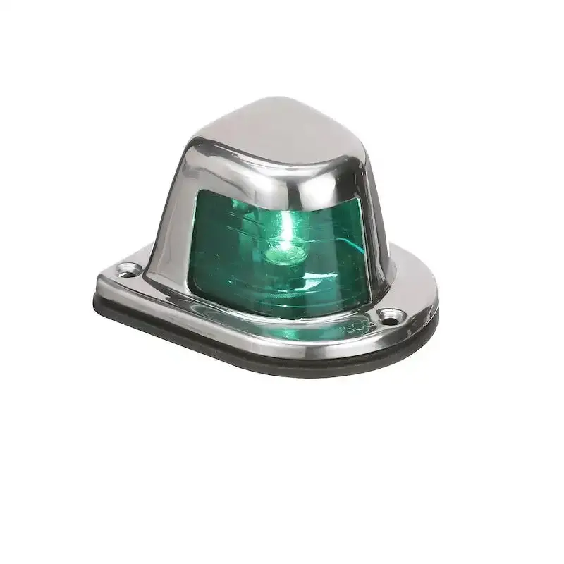 Side Marker Light – Stainless Steel Horizontal Housing With Green Lens 1